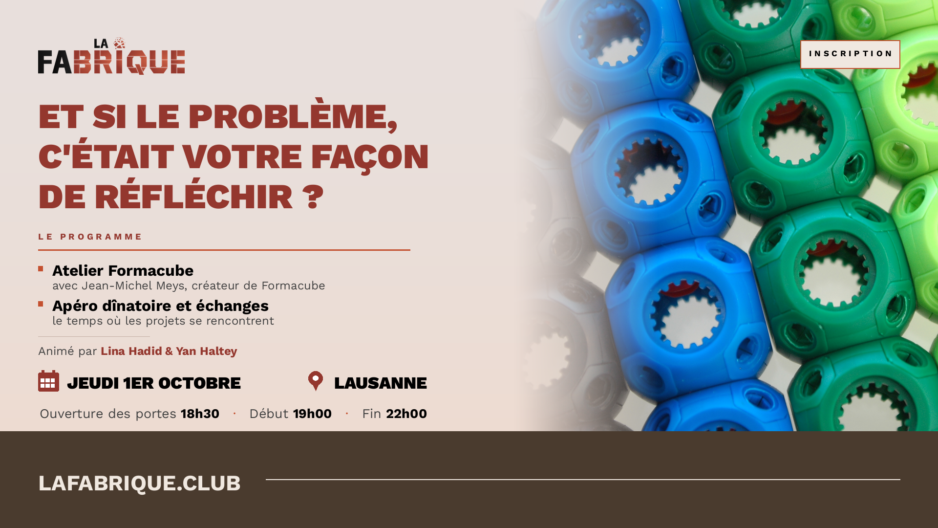 Et si le problème, c'était votre façon de réfléchir ? Atelier Formacube, rencontre La Fabrique, jeudi 1er octobre, Lausanne
